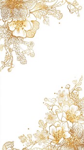 金色花卉边框装饰图案