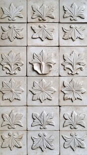 复古叶纹浮雕瓷砖图案