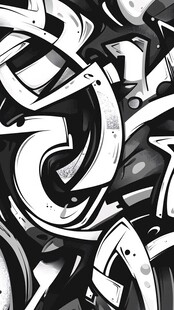 黑白酷炫涂鸦艺术图案