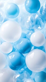 梦幻蓝白气泡背景图