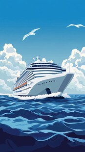 海上邮轮之旅 白云相伴