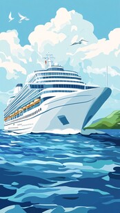 海上邮轮之旅插画