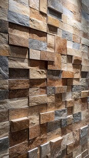 复古石砌墙面纹理特写