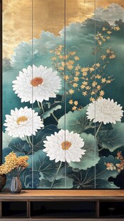 中式屏风菊花图优雅景致