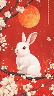 玉兔赏春图