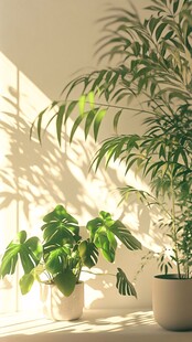 阳光中的室内绿植景致