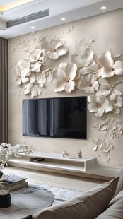 立体花卉电视背景墙设计
