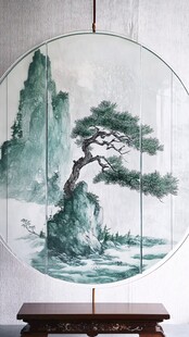 中式山水圆画意境悠远