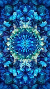 蓝色几何抽象对称花纹图案