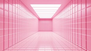 梦幻粉色未来感走廊空间