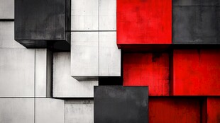 红黑白立体方块创意背景