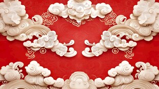 中式红底云纹精美图案