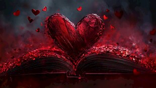 爱心绽放在翻开的书页间