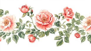 粉色玫瑰藤蔓花纹图案