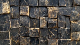 黑色石材拼接墙面纹理