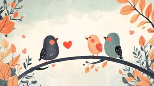 枝头三鸟的浪漫时刻