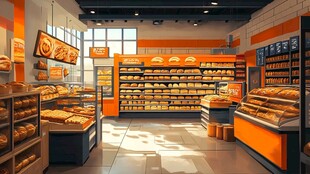 温馨面包店内部陈列展示