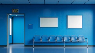 蓝色医院候诊区室内场景