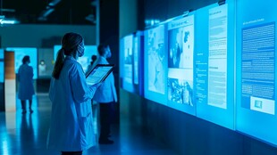 科技展厅中的参观者