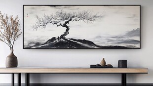 中式水墨孤树山水装饰画