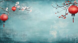 古风灯笼花枝背景图