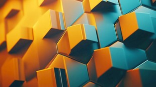 多彩立体几何方块墙面