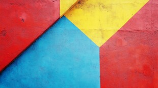 多彩几何墙面特写