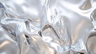 金属质感褶皱银色流体表面