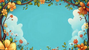 梦幻花卉蓝天背景图