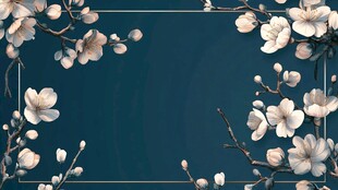 深蓝背景中的烂漫樱花