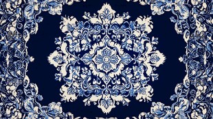 中式蓝白典雅花卉纹图案