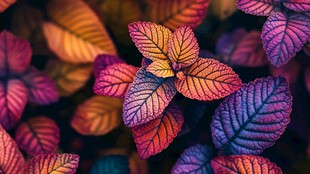 多彩斑斓的绚丽叶片