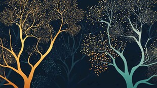 梦幻夜光树景插画