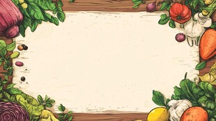 蔬菜环绕的空白木质板面