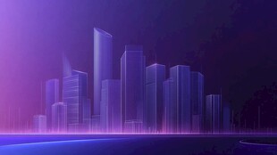 梦幻紫色未来感城市夜景