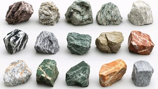 多彩天然矿石展示