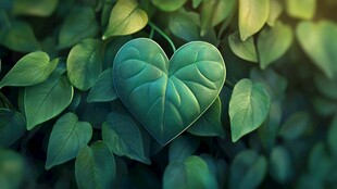 心形绿叶藏于繁茂叶片间