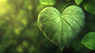 心形绿叶的自然之美