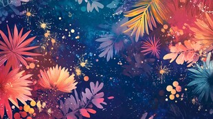 梦幻花卉星空背景图案