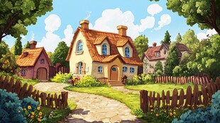 田园风温馨小屋庭院美景