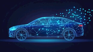 科技感线条勾勒的未来汽车