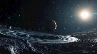 宇宙中的行星与光环景象