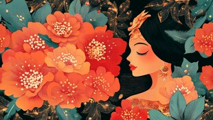 花中佳人 中式唯美插画