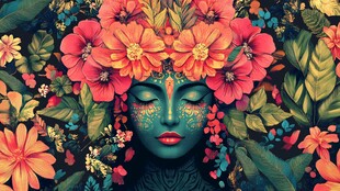 花之女神的梦幻艺术形象