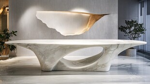 现代简约大理石艺术接待台