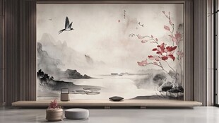 中式水墨风客厅背景墙