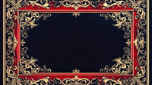 华丽黑金红边框装饰图案