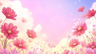 梦幻粉色花海浪漫背景