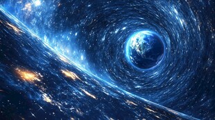 地球于宇宙漩涡中奇幻景象