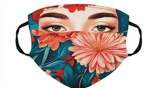 花卉眼饰口罩图案设计